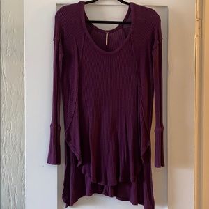 Free people purple waffle shirt long sleeve